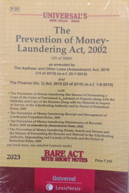 Lexis Nexis’s The Prevention of Money Laundering Act, 2002 (Bare Act) - 2023 Edition