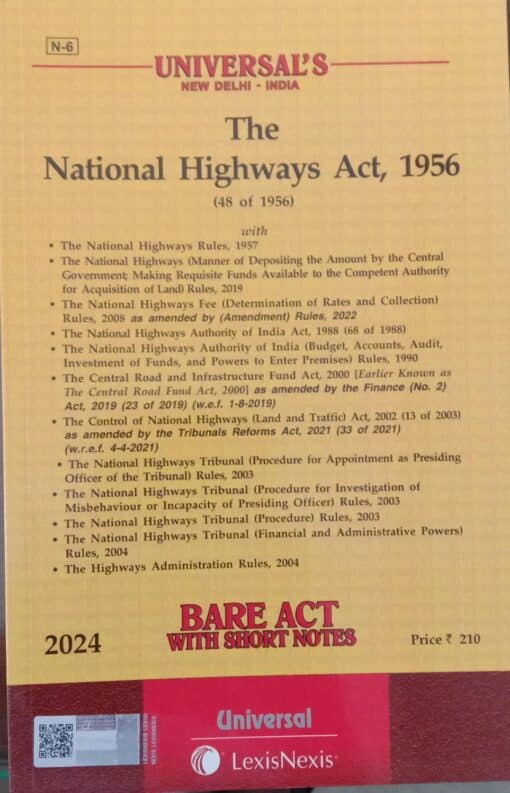 Lexis Nexis’s The National Highway Acts, 1956 (Bare Act) - 2024 Edition