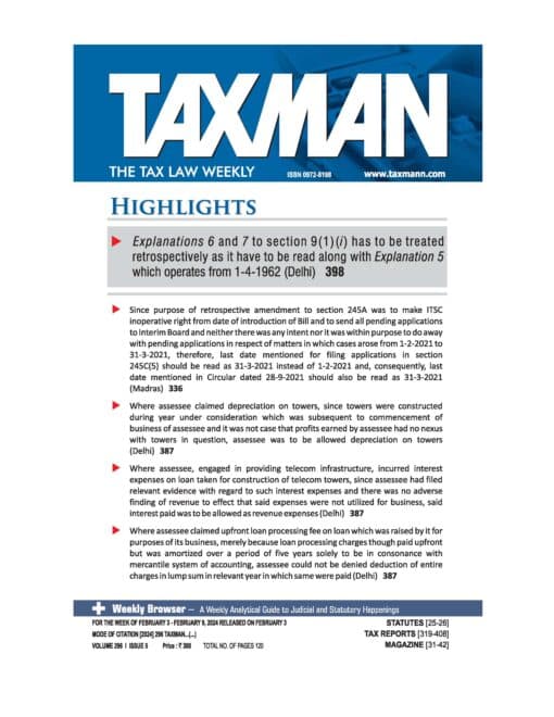 Taxmann's The Tax Law Weekly for the year 2024 (Jan-Dec)