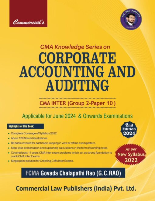 Commercial's Corporate Accounting and Auditing by CMA G.C. Rao for June 2024 Exam