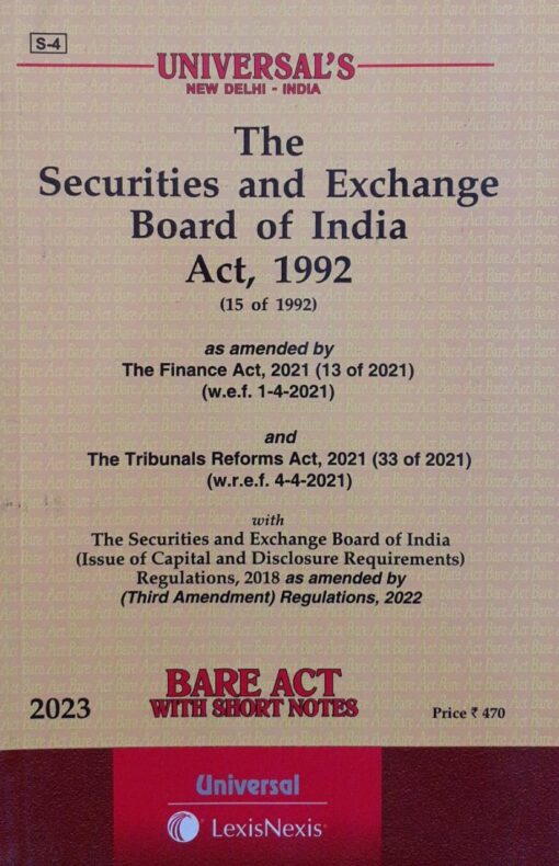 Lexis Nexis’s The Securities and Exchange Board of India Act, 1992 (Bare Act) - Edition 2023