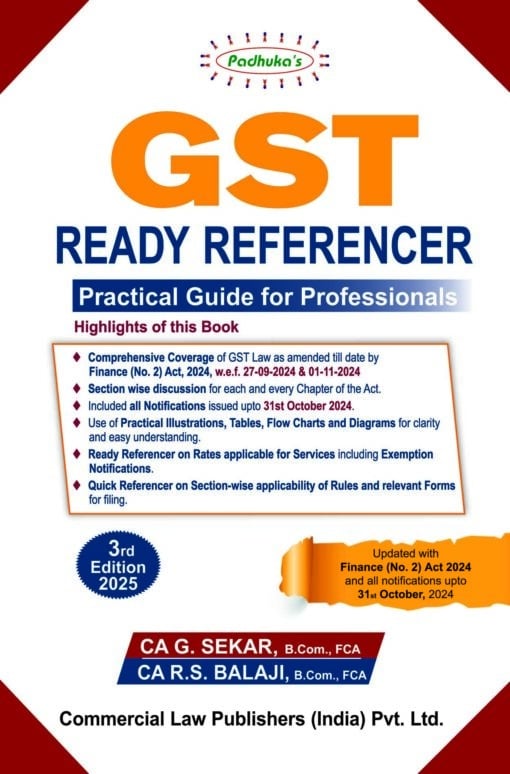 Commercial's GST Ready Referencer by CA G. Sekar - 3rd Edition 2025