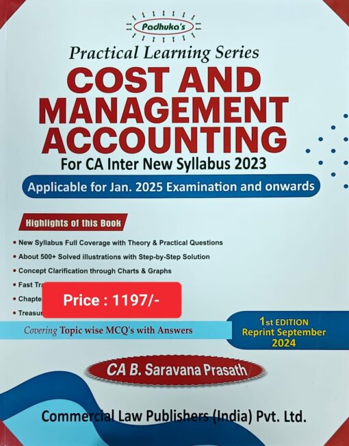 Commercial's Practical Learning Series - Cost and Management Accounting by G. Sekar for Jan 2025