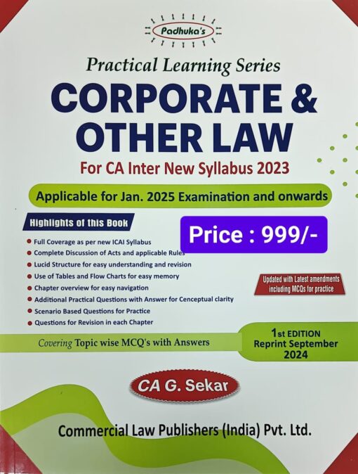 Commercial's Practical Learning Series - Corporate & Other Law by G. Sekar for Jan 2025