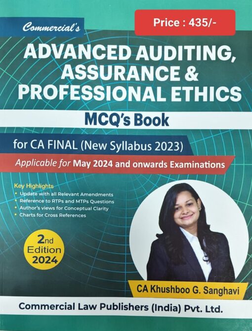 Commercial's Advanced Auditing and Professional Ethics (MCQs Book) by Khushboo Girish Sanghavi for May 2024