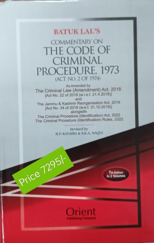 Orient's Commentary on The Code of Criminal Procedure, 1973 (2 Volumes) by Batuk lal - 7th Edition 2023