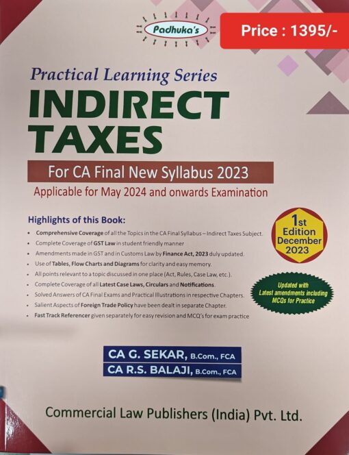 Commercial's Practical Learning Series - Indirect Taxes by G Sekar for May 2024 Exam