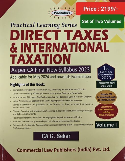 Commercial's Practical Learning Series - Direct Taxes and International Taxation by G Sekar for May 2024 Exam