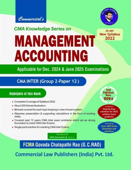 Commercial's Management Accounting by CMA G.C. Rao for June 2025 Exam