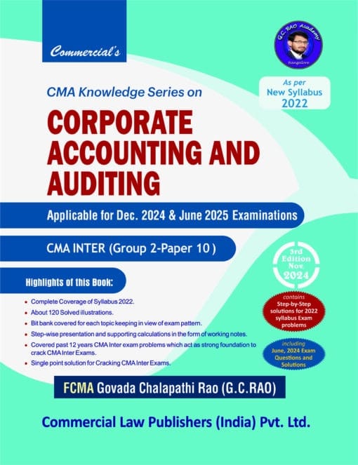 Commercial's Corporate Accounting and Auditing by CMA G.C. Rao for June 2025 Exam