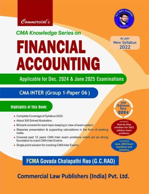 Commercial's Financial Accounting by CMA G.C. Rao for June 2025 Exam