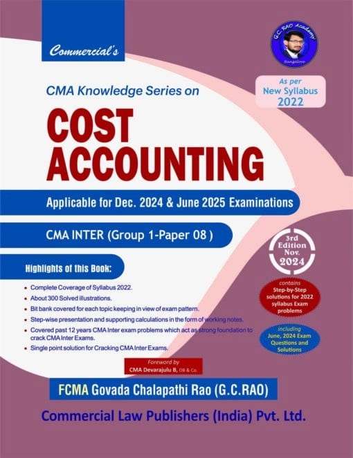 Commercial's Cost Accounting by CMA G.C. Rao for June 2025 Exam