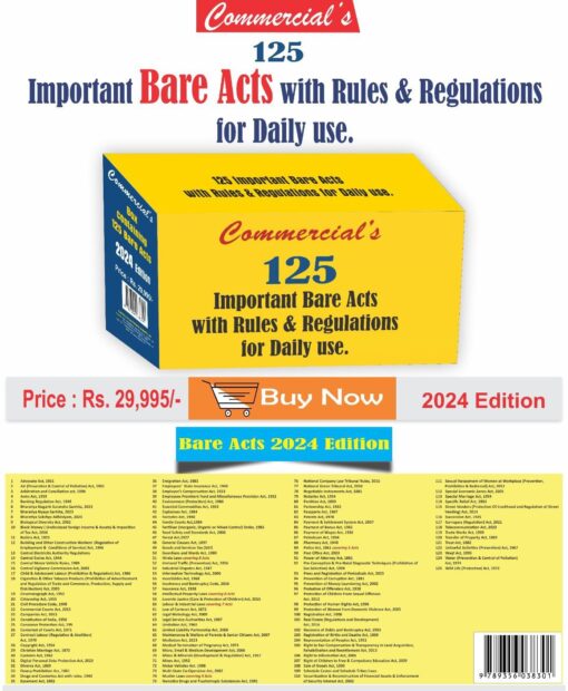 Commercial's 125 Important Bare Acts With Rule & Regulations for Daily use (Box) - Edition 2024