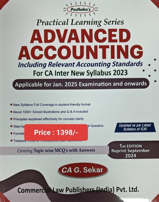 Commercial's Practical Learning Series - Advanced Accounting by G. Sekar for Jan 2025