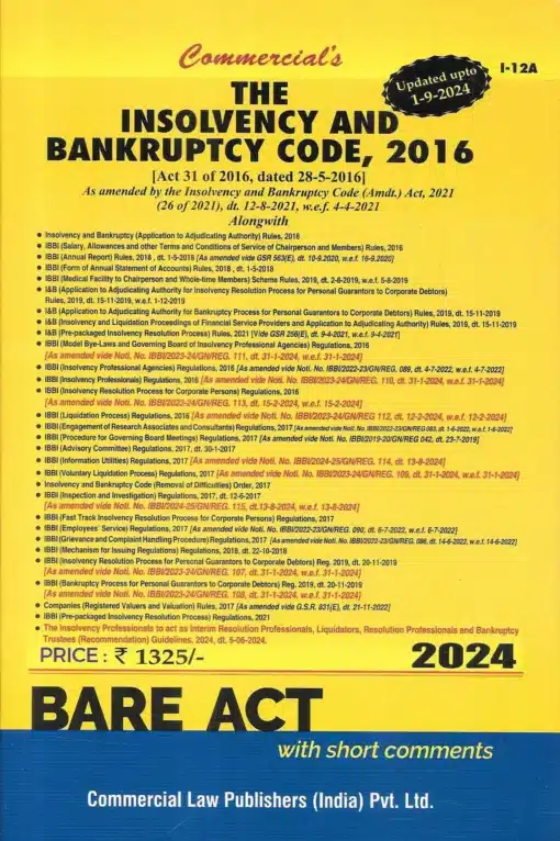 Commercial's The Insolvency & Bankruptcy Code, 2016 (Bare Act) – Edition 2024